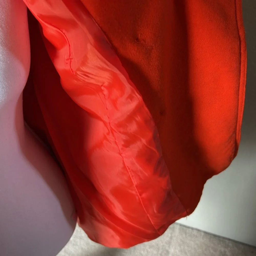 Old Navy Bright Orange Pea Coat, size Large, belted back, front pockets - Picture 6 of 6